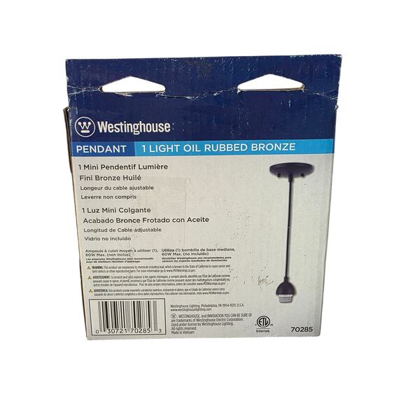Westinghouse 1-Light Oil-Rubbed Bronze Adjustable Mini Pendant 70285 - Picture 2 of 7